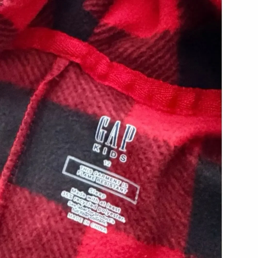 Gap Kids Cozy Microfleece Buffalo Plaid Hooded Union Suit
